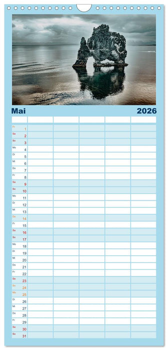 Island - Rundreise im Oktober (CALVENDO Familienplaner 2026)