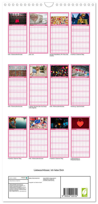 Liebesschlösser, Ich liebe Dich (CALVENDO Familienplaner 2026)
