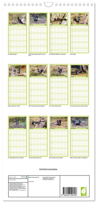 Eichhörnchenliebe (CALVENDO Familienplaner 2026)