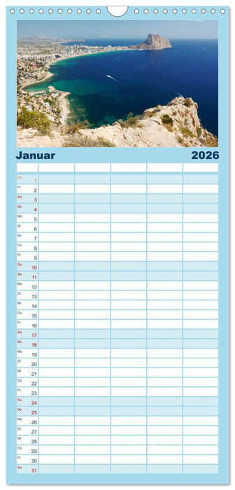 Costa Blanca. Schroffe Felsen und schillerndes Mittelmeer (CALVENDO Familienplaner 2026)