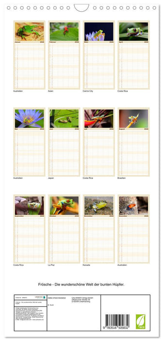 Frösche - Die wunderschöne Welt der bunten Hüpfer. (CALVENDO Familienplaner 2026)