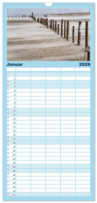 Sankt Peter-Ording: Die raue Schönheit an der Nordsee (CALVENDO Familienplaner 2026)