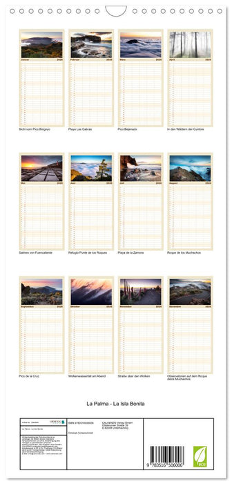 La Palma - La Isla Bonita (CALVENDO Familienplaner 2026)