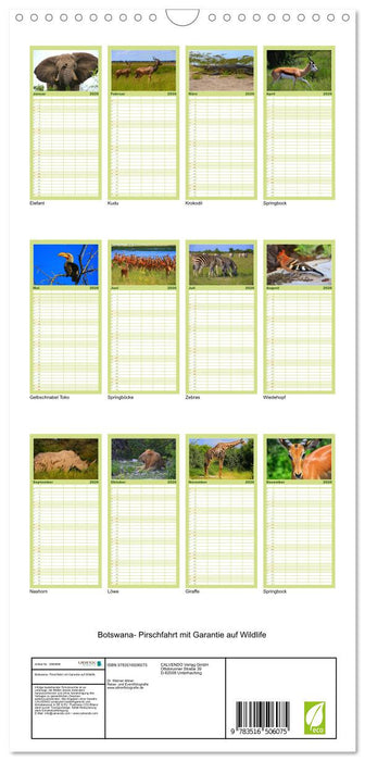 Botswana- Pirschfahrt mit Garantie auf Wildlife (CALVENDO Familienplaner 2026)