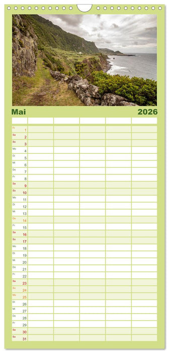 Azoren Landschaften - Flores und Corvo (CALVENDO Familienplaner 2026)