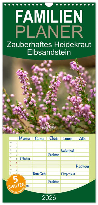 Zauberhaftes Heidekraut - Elbsandstein (CALVENDO Familienplaner 2026)