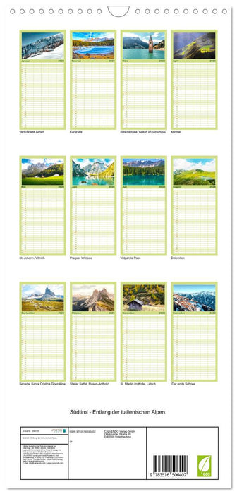 Südtirol - Entlang der italienischen Alpen. (CALVENDO Familienplaner 2026)