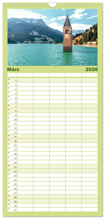 Südtirol - Entlang der italienischen Alpen. (CALVENDO Familienplaner 2026)