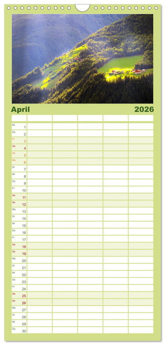 Südtirol - Entlang der italienischen Alpen. (CALVENDO Familienplaner 2026)