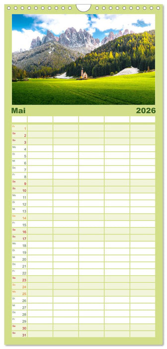 Südtirol - Entlang der italienischen Alpen. (CALVENDO Familienplaner 2026)