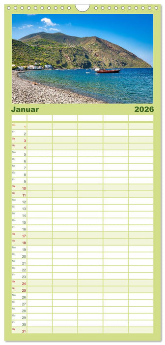 Liparische Inseln - Vulkane im Tyrrhenischen Meer (CALVENDO Familienplaner 2026)