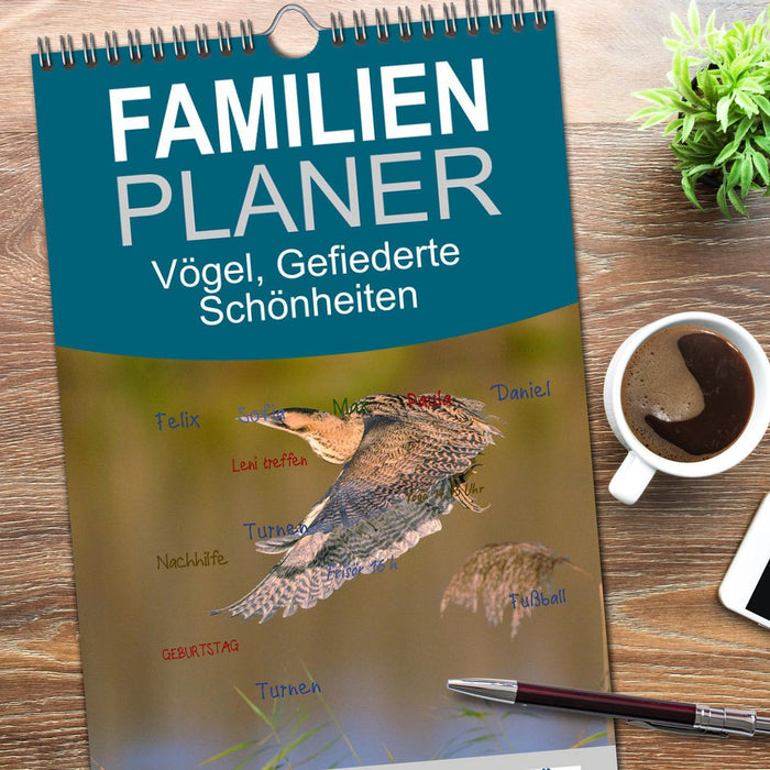 Vögel, Gefiederte Schönheiten (CALVENDO Familienplaner 2026)