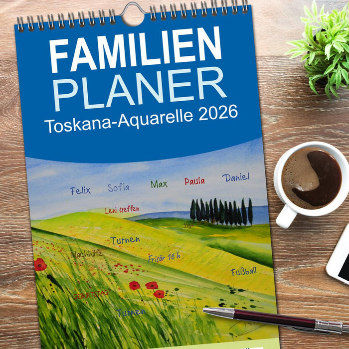 Toskana-Aquarelle 2026 (CALVENDO Familienplaner 2026)
