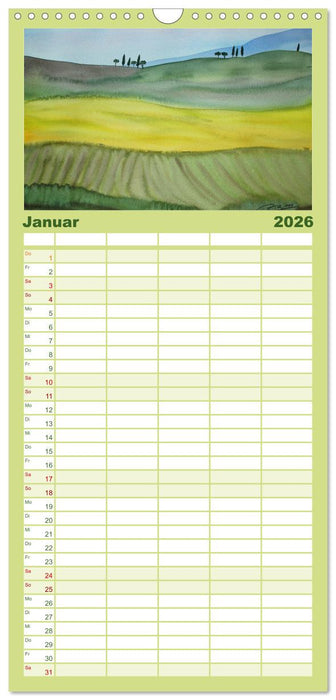 Toskana-Aquarelle 2026 (CALVENDO Familienplaner 2026)