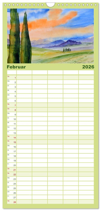 Toskana-Aquarelle 2026 (CALVENDO Familienplaner 2026)