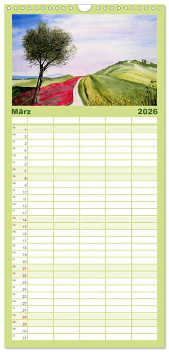 Toskana-Aquarelle 2026 (CALVENDO Familienplaner 2026)