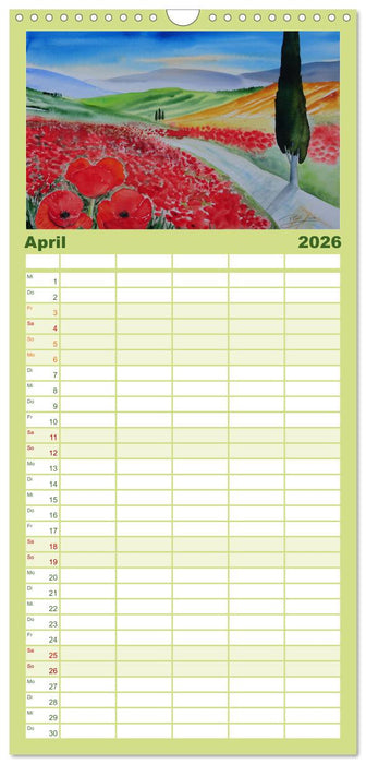 Toskana-Aquarelle 2026 (CALVENDO Familienplaner 2026)