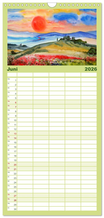 Toskana-Aquarelle 2026 (CALVENDO Familienplaner 2026)