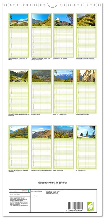Goldener Herbst in Südtirol (CALVENDO Familienplaner 2026)