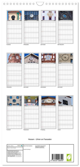 Hessen - Uhren an Fassaden (CALVENDO Familienplaner 2026)