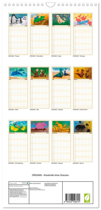ORIGAMI - Kreativität ohne Grenzen (CALVENDO Familienplaner 2026)