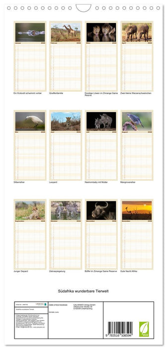 Südafrika wunderbare Tierwelt (CALVENDO Familienplaner 2026)