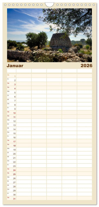 il Salento Kulturlandschaft zwischen zwei Meeren (CALVENDO Familienplaner 2026)