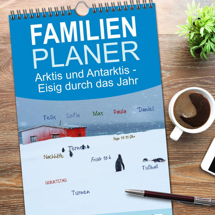 Arktis und Antarktis - Eisig durch das Jahr (CALVENDO Familienplaner 2026)