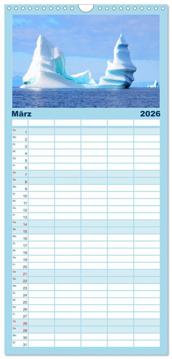 Arktis und Antarktis - Eisig durch das Jahr (CALVENDO Familienplaner 2026)