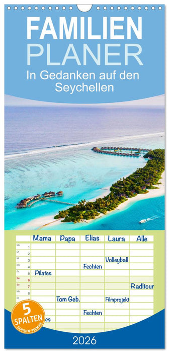 In Gedanken auf den Seychellen (CALVENDO Familienplaner 2026)