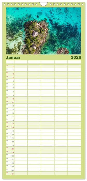 In Gedanken auf den Seychellen (CALVENDO Familienplaner 2026)