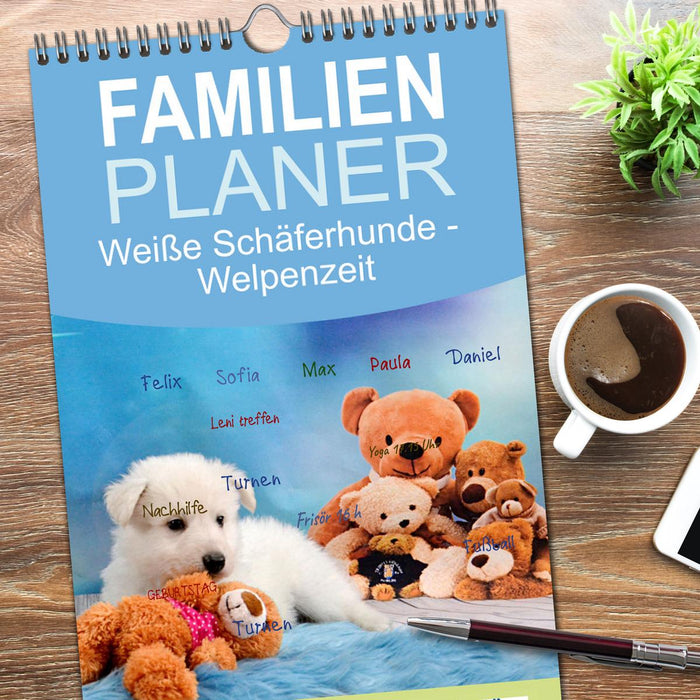 Weiße Schäferhunde - Welpenzeit (CALVENDO Familienplaner 2026)