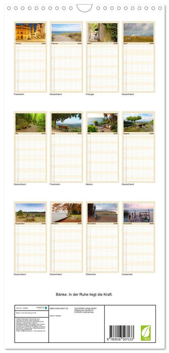 Bänke. In der Ruhe liegt die Kraft. (CALVENDO Familienplaner 2026)