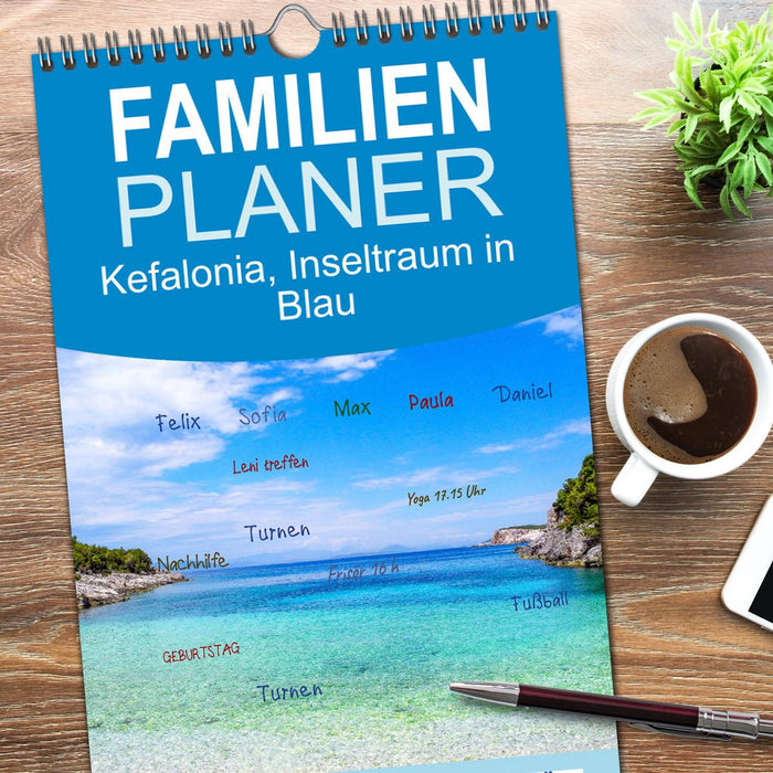 Kefalonia, Inseltraum in Blau (CALVENDO Familienplaner 2026)