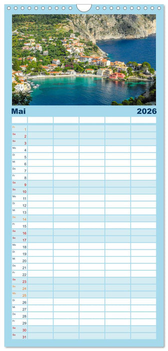 Kefalonia, Inseltraum in Blau (CALVENDO Familienplaner 2026)