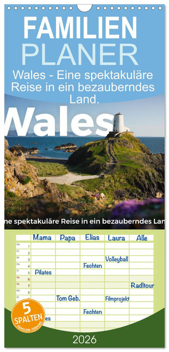Wales - Eine spektakuläre Reise in ein bezauberndes Land. (CALVENDO Familienplaner 2026)