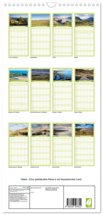 Wales - Eine spektakuläre Reise in ein bezauberndes Land. (CALVENDO Familienplaner 2026)