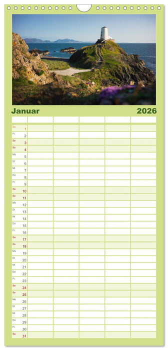 Wales - Eine spektakuläre Reise in ein bezauberndes Land. (CALVENDO Familienplaner 2026)