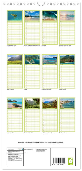 Hawaii - Wunderschöne Einblicke in das Naturparadies. (CALVENDO Familienplaner 2026)