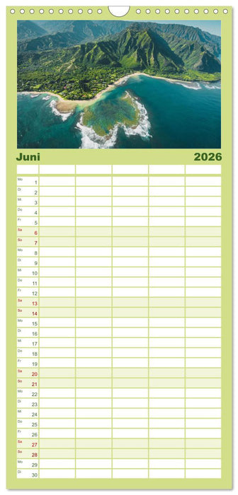 Hawaii - Wunderschöne Einblicke in das Naturparadies. (CALVENDO Familienplaner 2026)