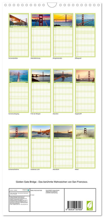 Golden Gate Bridge - Das berühmte Wahrzeichen von San Francisco. (CALVENDO Familienplaner 2026)