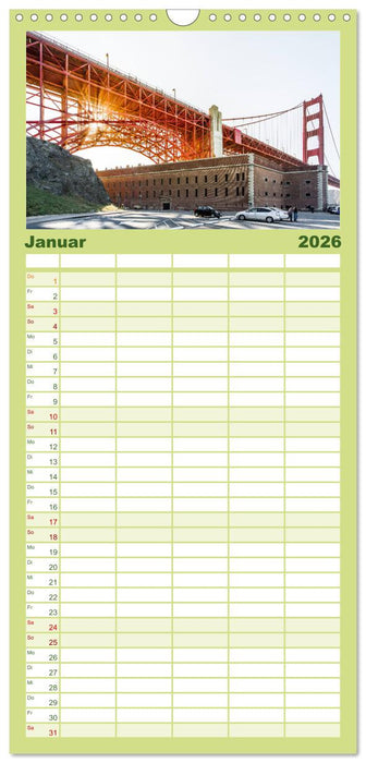 Golden Gate Bridge - Das berühmte Wahrzeichen von San Francisco. (CALVENDO Familienplaner 2026)