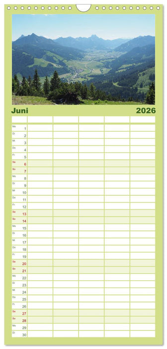 Bergerlebnisse im Tannheimer Tal (CALVENDO Familienplaner 2026)