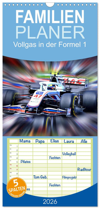 Vollgas in der Formel 1 (CALVENDO Familienplaner 2026)