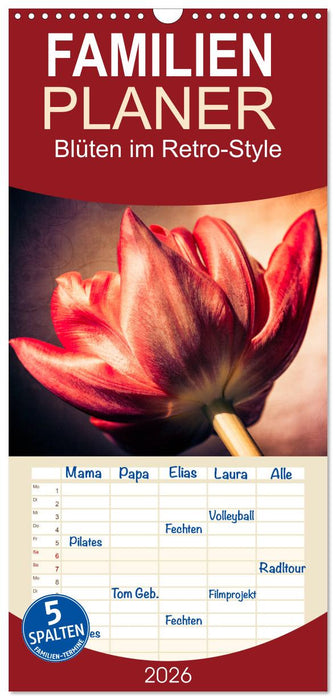 Blüten im Retro-Style (CALVENDO Familienplaner 2026)