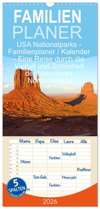 USA Nationalparks - Familienplaner / Kalender - Eine Reise durch die Vielfalt und Schönheit der Naturparks Nordamerikas (CALVENDO Familienplaner 2026)