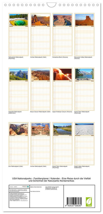 USA Nationalparks - Familienplaner / Kalender - Eine Reise durch die Vielfalt und Schönheit der Naturparks Nordamerikas (CALVENDO Familienplaner 2026)