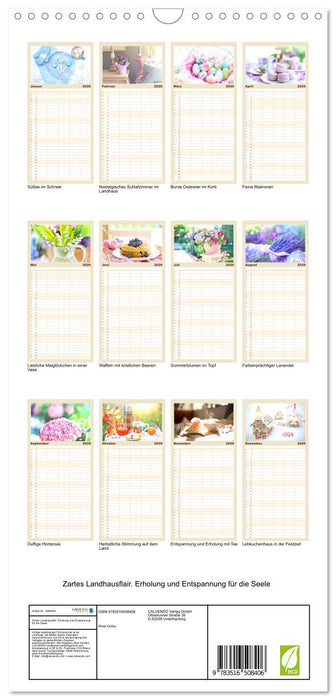 Zartes Landhausflair. Erholung und Entspannung für die Seele (CALVENDO Familienplaner 2026)