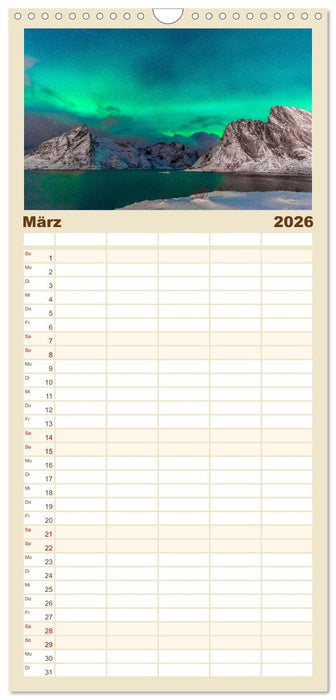 Naturwunder Polarlicht (CALVENDO Familienplaner 2026)