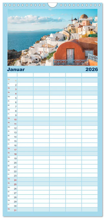 Santorini - Die Perle der Kykladen (CALVENDO Familienplaner 2026)